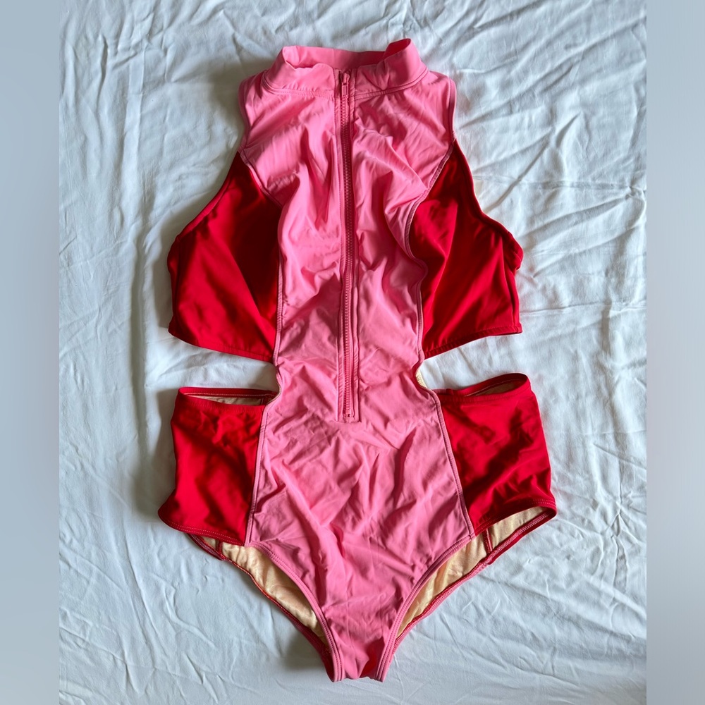Eloquii Barbie Baywatch Style Split One Piece Zipper Front Size 20W